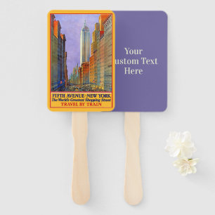 Custom text Fifth Avenue NYC vintage travel Hand Fan