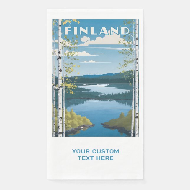 Custom Text Finland Nature Illustration Napkin (Front)