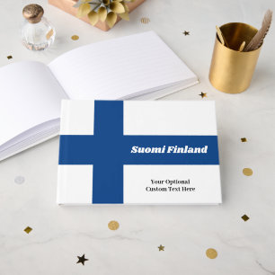 Custom Text Finnish Flag Guest Book