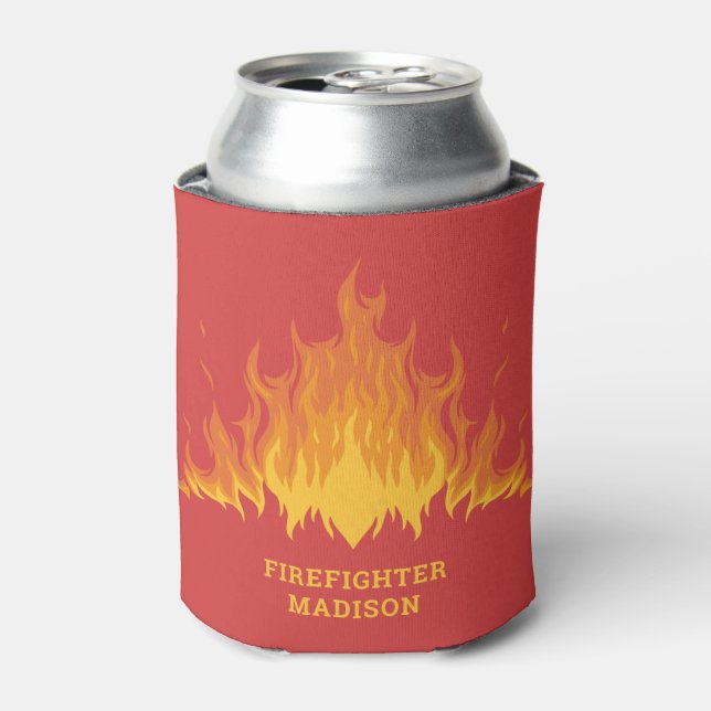 Custom text Firefighter Can Cooler (Can Front)