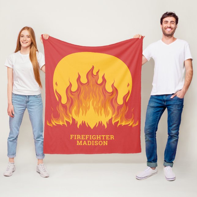 Custom text Firefighter Fleece Blanket (In Situ)