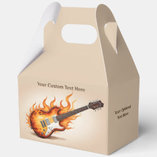 Custom Text Flaming Guitar Favour Box