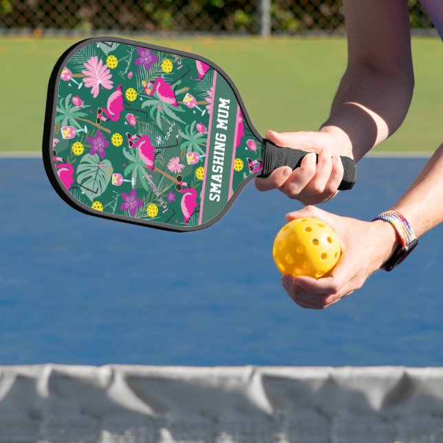🦩🦩Custom text Flamingo Party, 2sided  Pickleball Paddle (Insitu)