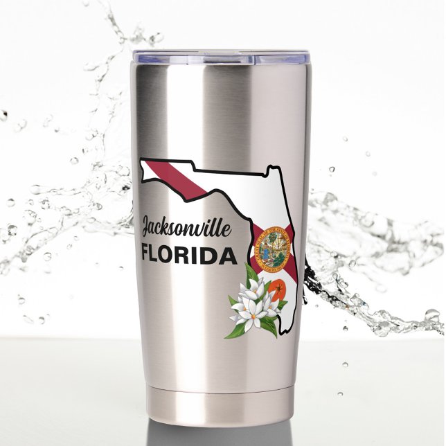 Custom Text Florida Flag & Flower Orange Blossom Insulated Tumbler (Creator Uploaded)