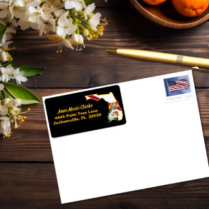 Custom Text Florida Flag & Flower Orange Blossom Label