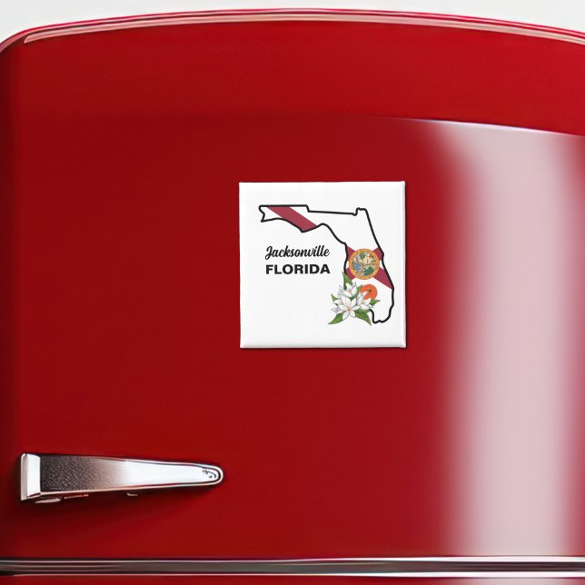 Custom Text Florida Flag & Flower Orange Blossom Magnet (Creator Uploaded)