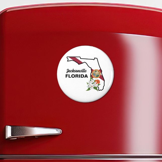 Custom Text Florida Flag & Flower Orange Blossom Magnet (Creator Uploaded)