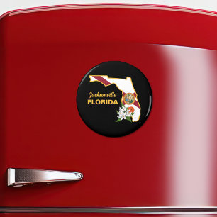 Custom Text Florida Flag & Flower Orange Blossom Magnet