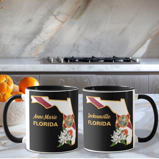 Custom Text Florida Flag & Flower Orange Blossom Mug (Creator Uploaded)