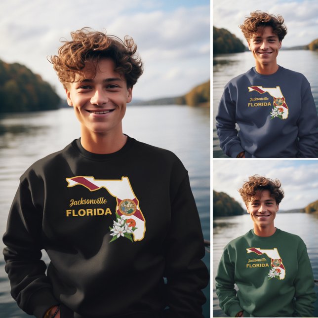 Custom Text Florida Flag & Flower Orange Blossom Sweatshirt (Creator Uploaded)