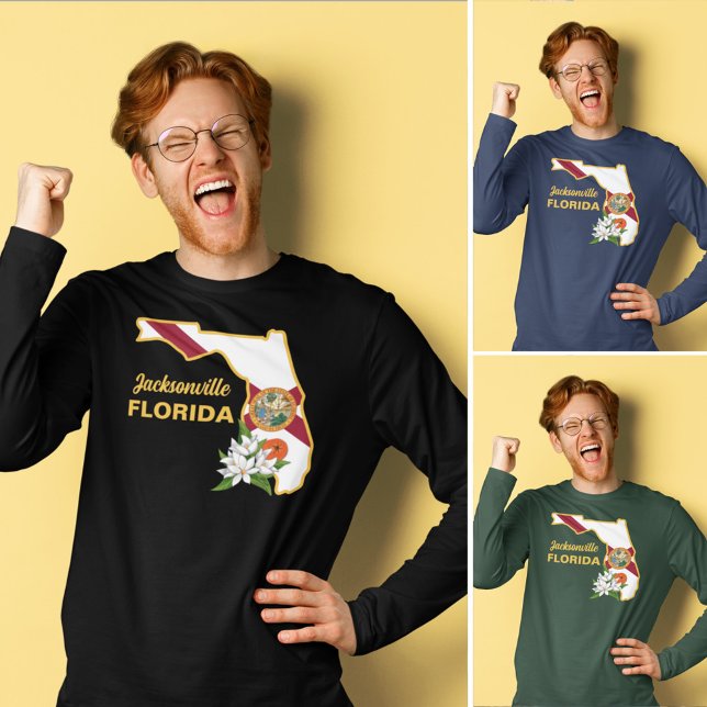 Custom Text Florida Flag & Flower Orange Blossom T-Shirt (Creator Uploaded)