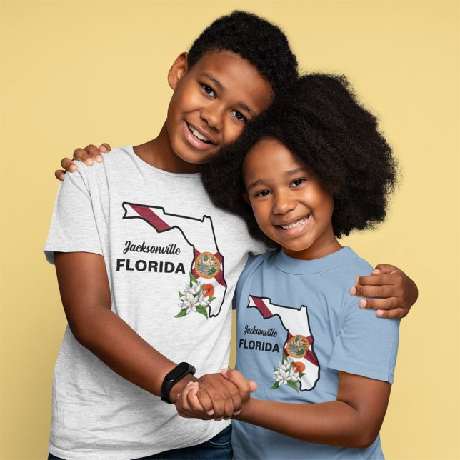 Custom Text Florida Flag & Flower Orange Blossom T-Shirt (Creator Uploaded)