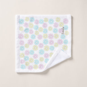 Custom Text Flower Pastel Wash Cloth
