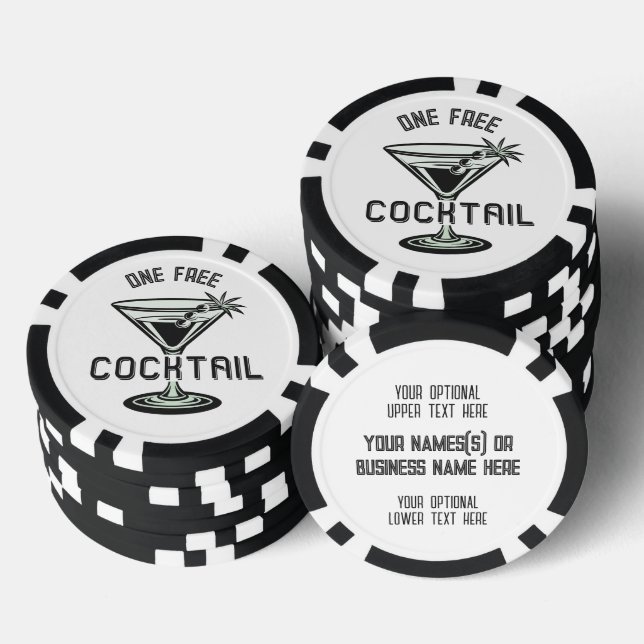 Custom Text Free Cocktail Poker Chips (Stack)