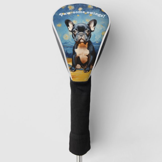 🐕 custom text, Frenchie puppy Golf Head Cover (Front)