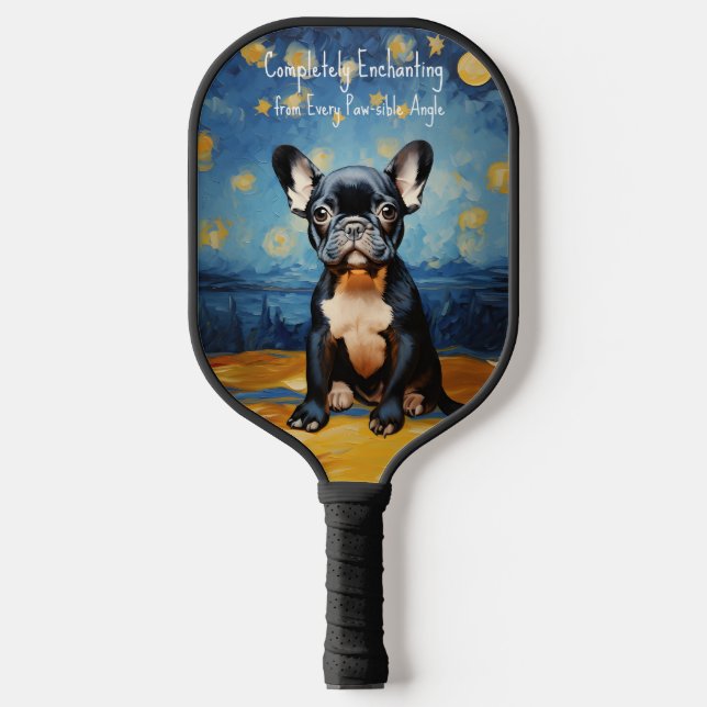 🐕 custom text, Frenchie puppy Pickleball Paddle (Front)