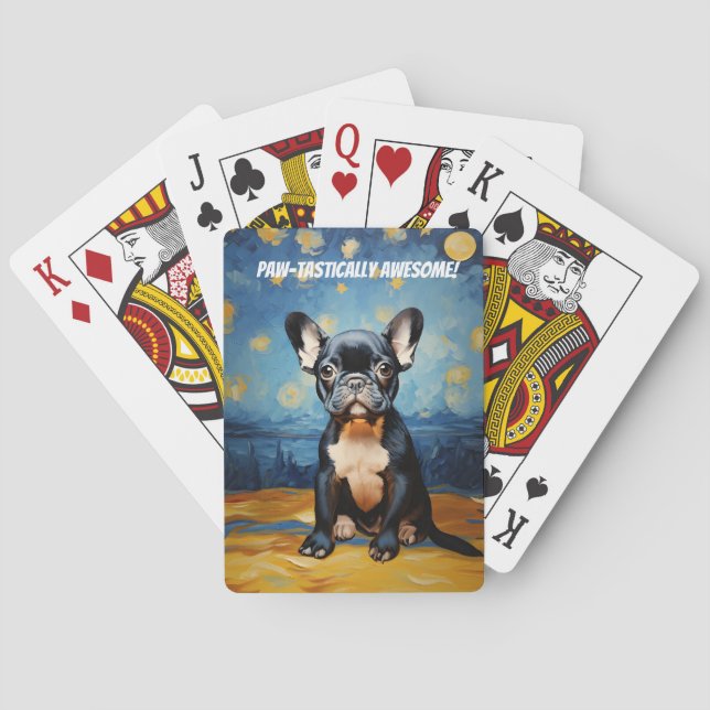 🐕 custom text, Frenchie puppy Playing Cards (Back)