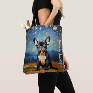 🐕 custom text, Frenchie puppy Tote Bag