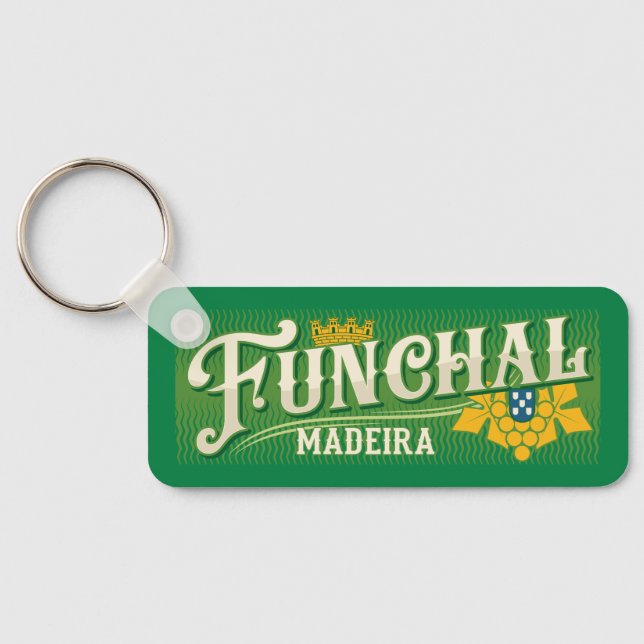 Custom Text Funchal Madeira Key Ring (Back)