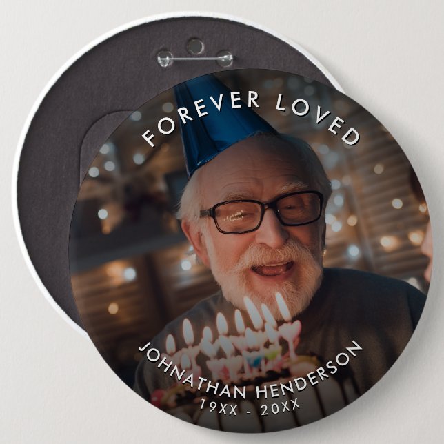 Custom Text Funeral/Memorial Photo Tribute Button (Front & Back)