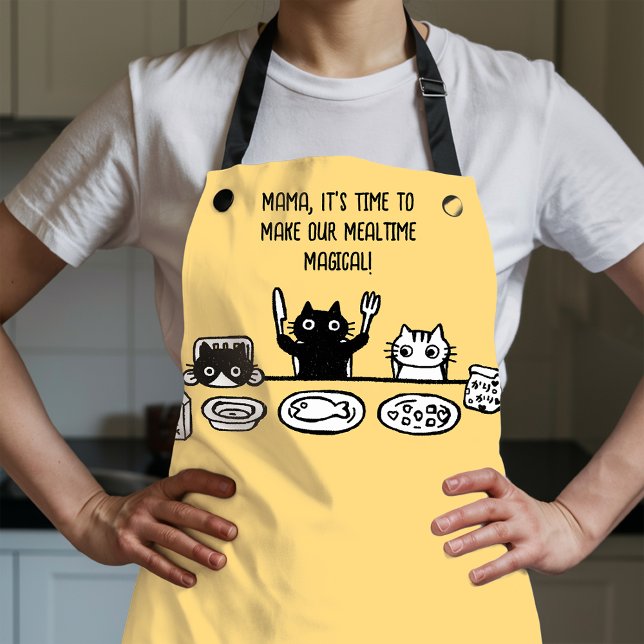 Custom Text Funny Black Cat All-Over Print Apron (Custom Text Funny Black Cat All-Over Print Apron)