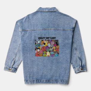 Custom Text Funny Cats Illustration Denim Jacket