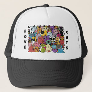 Custom Text Funny Cats Illustration Trucker Hat