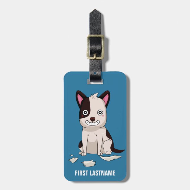 Custom text Funny Dog luggage tag (Front Vertical)