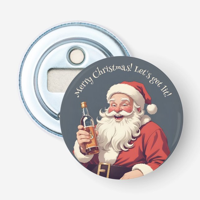 Custom Text Funny Drunk Santa Bottle Opener (Front)