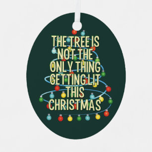 Custom Text Funny Lit Christmas Tree Metal Tree Decoration