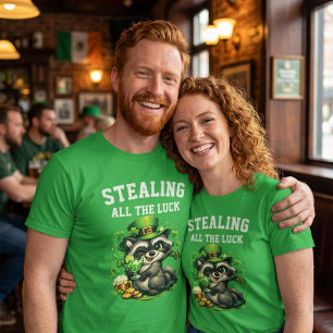 Custom Text Funny Racoon St. Patrick's Day T-Shirt