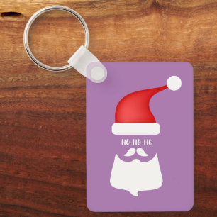 Custom text funny Santa colourful Christmas purple Key Ring