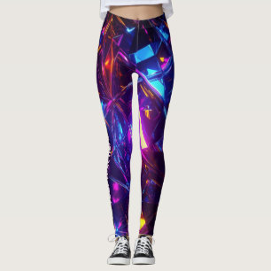 Custom Text Futuristic Neon Prism Personalised Leggings