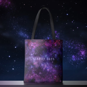 Custom Text Galaxy Nebula Space-Themed Tote Bag