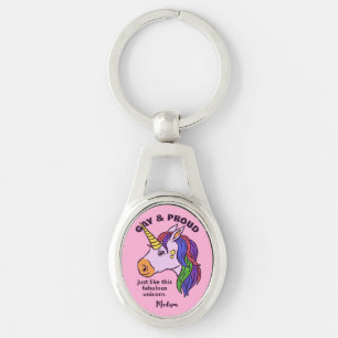 Custom Text Gay Unicorn Key Ring