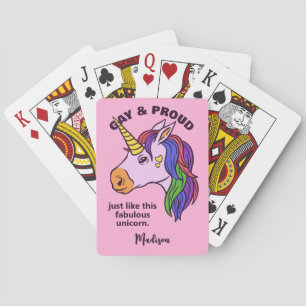 Custom Text Gay Unicorn Playing Cards