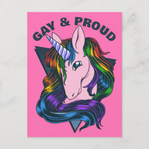 Custom Text Gay Unicorn Postcard