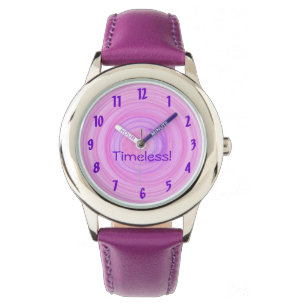 Custom Text Girly Pink Spiral Purple Numbers Watch