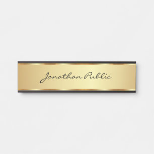 Custom Text Glamour Gold Typography Script House Door Sign