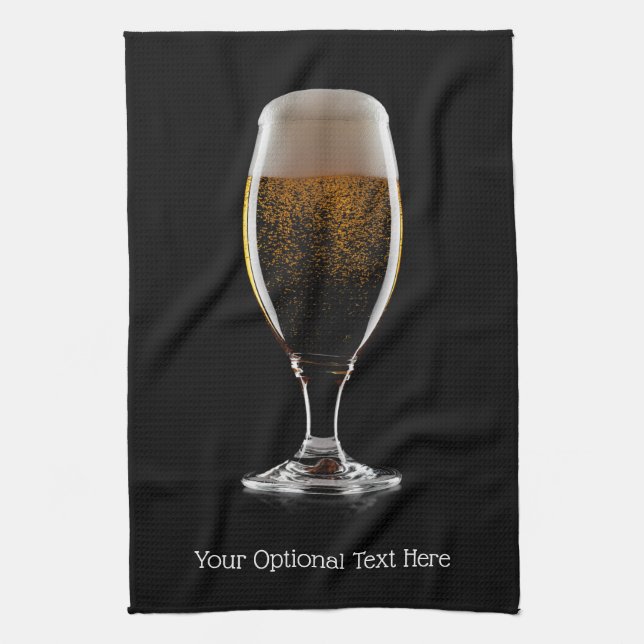 Custom text Glass of Beer Tea Towel (Vertical)