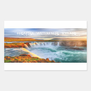 Custom Text Godafoss Waterfalls, Iceland Rectangular Sticker