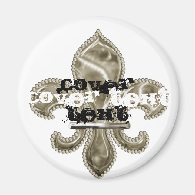 Custom Text Gold Fleur de Lis Round Magnet (Front)