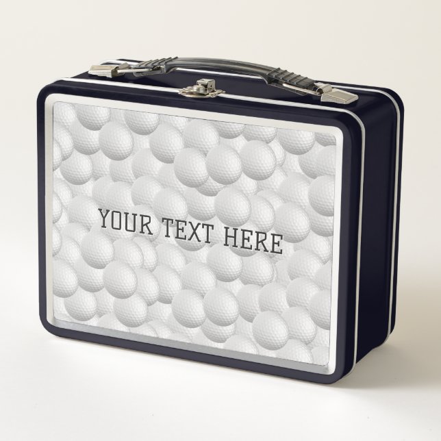 Custom Text Golf Balls Metal Lunch Box (Front)