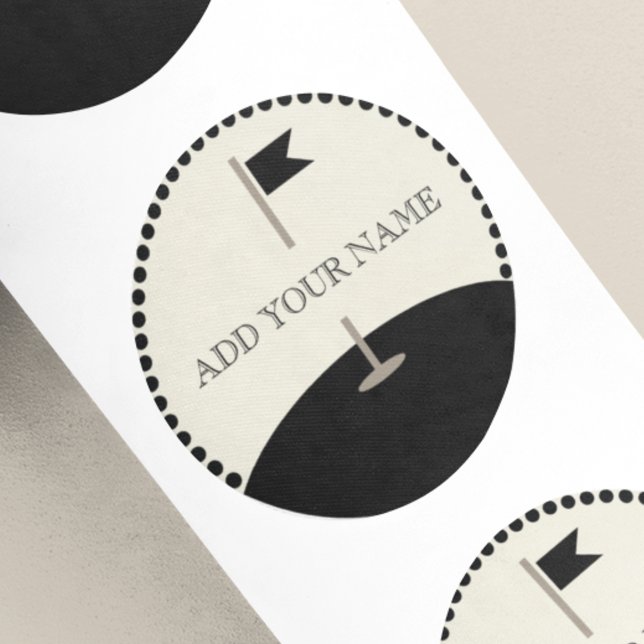 Custom Text Golf Flag Classic Round Sticker (Creator Uploaded)