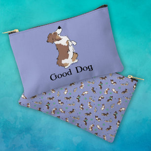 Custom Text Good Dog Aussie Fun Zipper Accessory Pouch