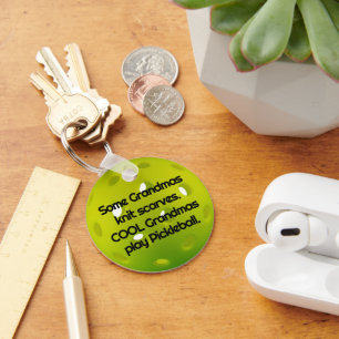 Custom text Green realistic pickleball  Key Ring