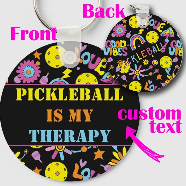  Custom text,  Groovy, retro 90s, black  Key Ring (Creator Uploaded)