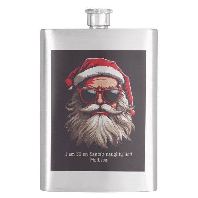 Custom Text Grumpy Santa Hip Flask (Front)