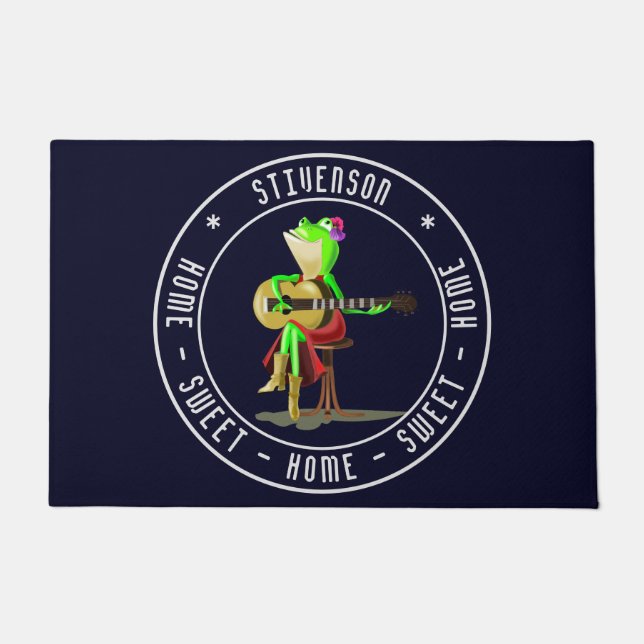 Custom Text - Guitar Frog - Home Sweet Home Doormat (Front)