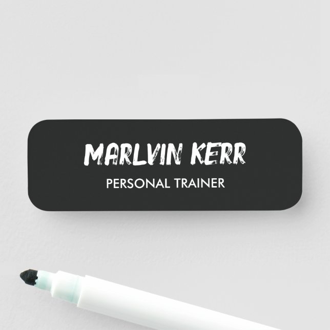 Custom text gym business grey name tag (In Situ)
